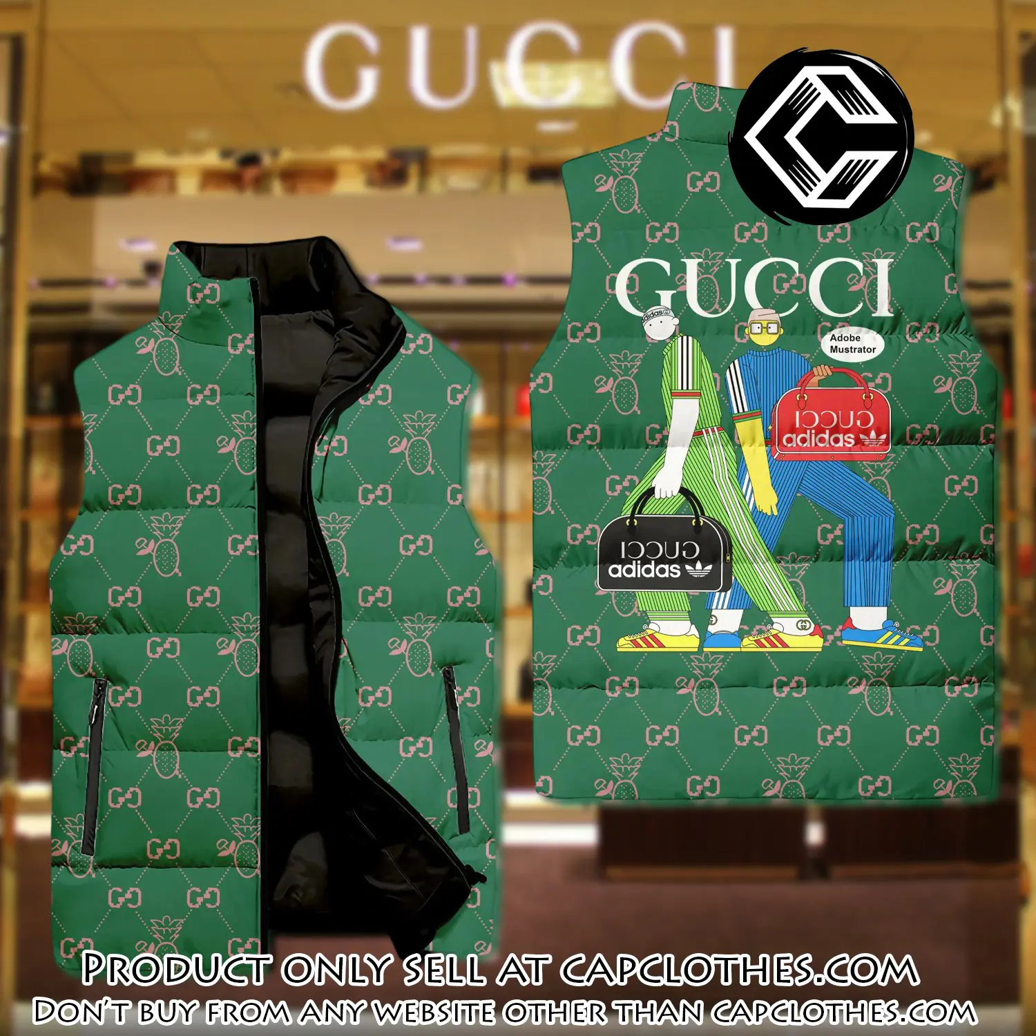 Gucci two men luxury brand 3d sleeveless down jacket cc0630926